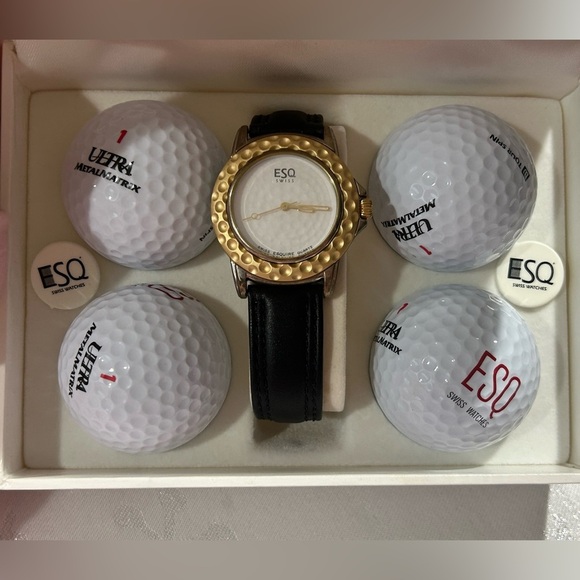 Movado ESQ Golf Watch Swiss Made Limited Collectors Edition With Balls And Box - Picture 3 of 8